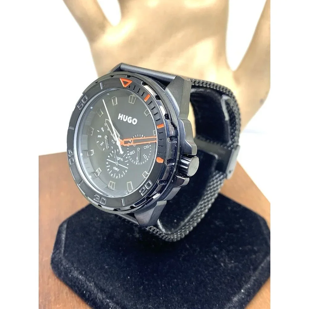 Hugo Boss Men's Watch 1530289 Quartz Black Dial Mesh Stainless Steel 44mm